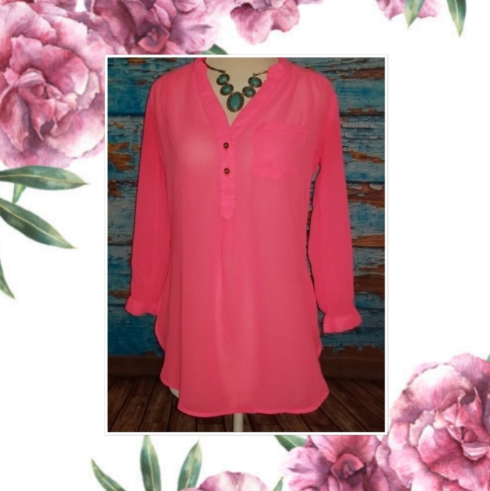 Sheer Pink Chiffon Top